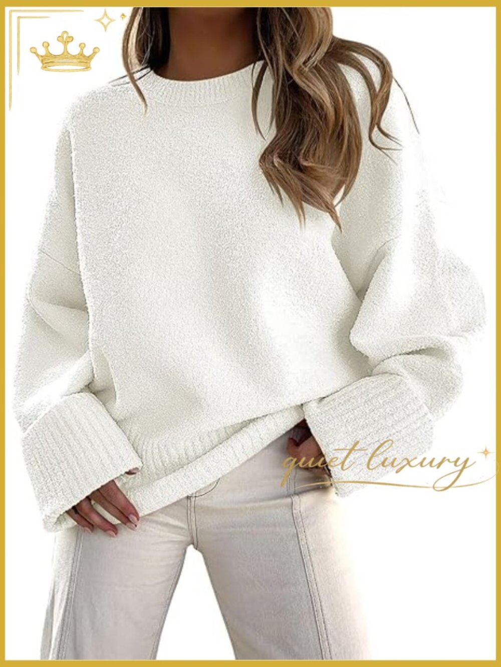 Oversized Chunky Knit Pullover Sweater Long Sleeve Crew Neck Soft Warm